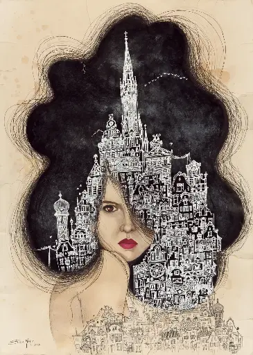 PRINT Daydream in Coffeehouse 42x30cm